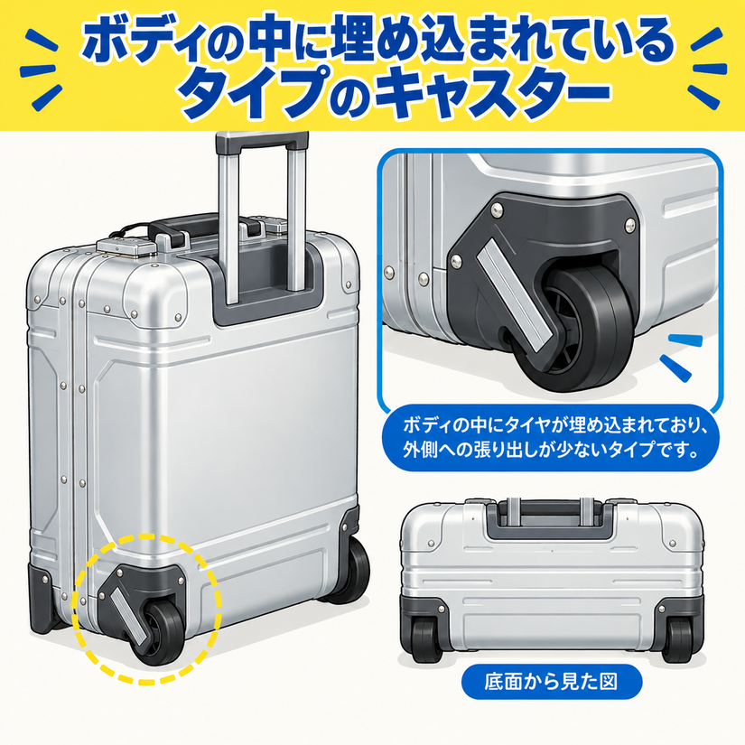 ボデイーの中に埋め込まれているキャスター